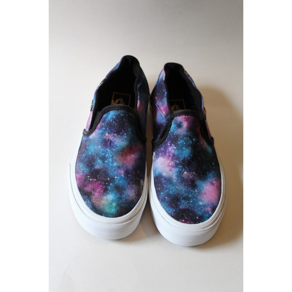 Vans Classic Slip On Galaxy Print Sneakers Womens 7 Canvas Skate Shoes Colorful